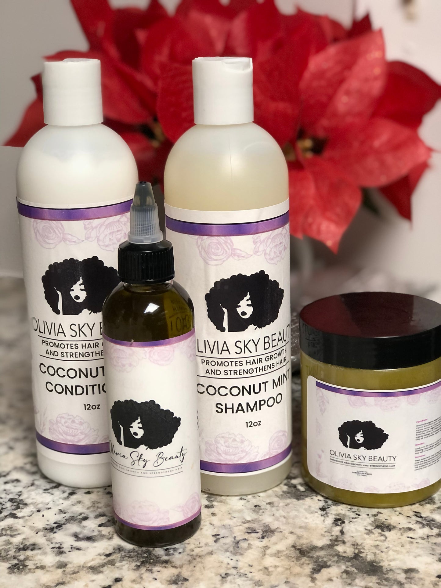 Kit Olivia Shampoo Conditioner Oil hair dressing Pomade Forte Complete growth and strengthen hair4 units...